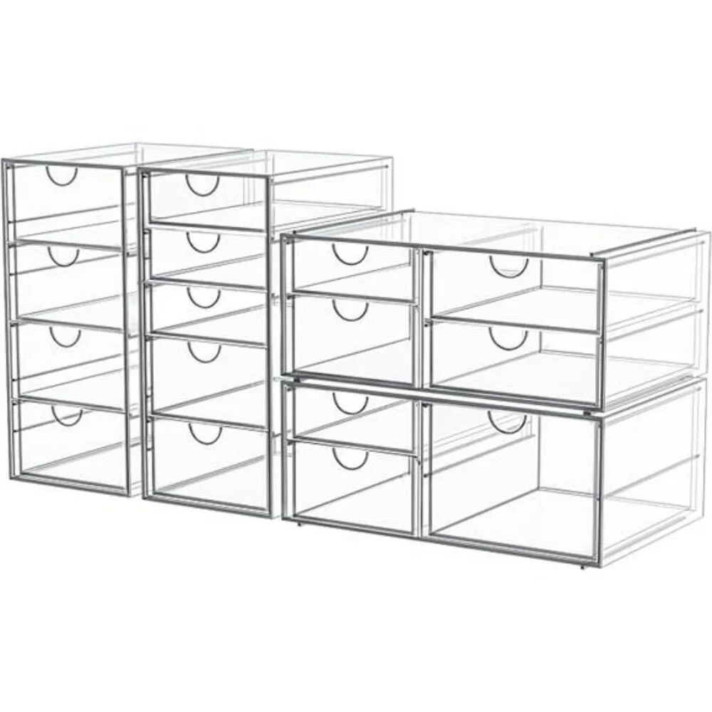 Clear Makeup Organizer Storage Drawers Desk Organizer Acrylic Vanity Box